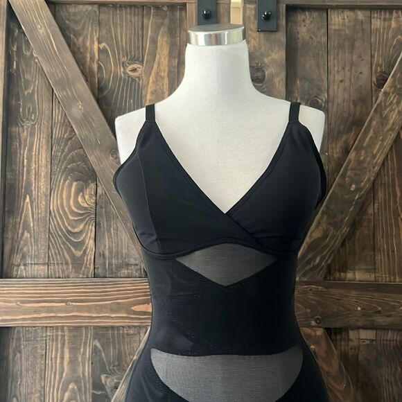 V-Neck Bodysuit Tummy Control Mesh Cross Slim Belly Body Shaper Waist Trainer - Picture 5 of 16